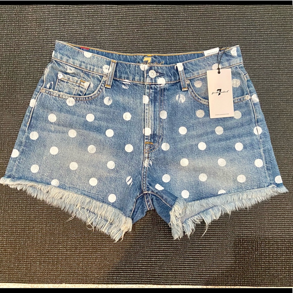 7 for all mankind polka dot denim short